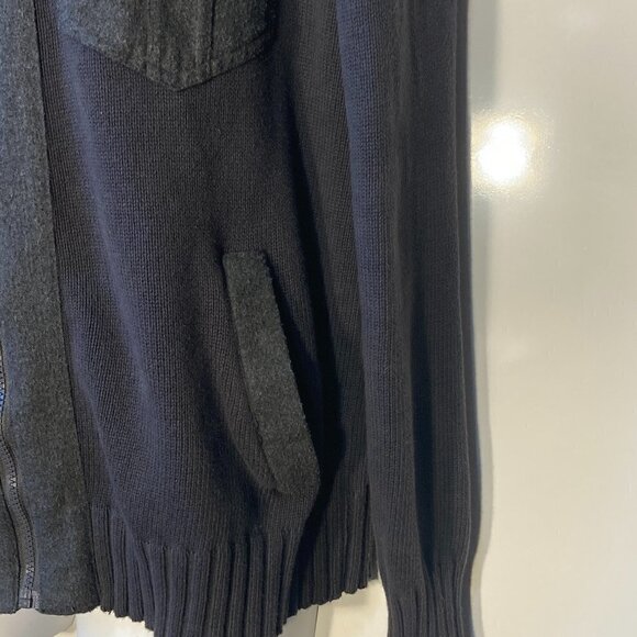 Paper Denim & Cloth SZL Mens Dark gray zip front sweater flannel details office - Picture 6 of 13